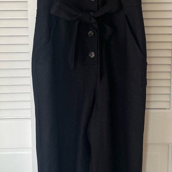 Whistles Black Sana Button Front Wide-Leg Jumpsuit | Black | 4 - Picture 6 of 15
